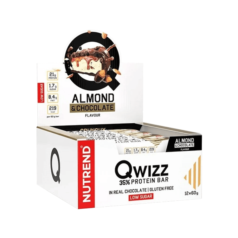 nutrend qwizz protein bar 12x 60g almond and chocolate box 1